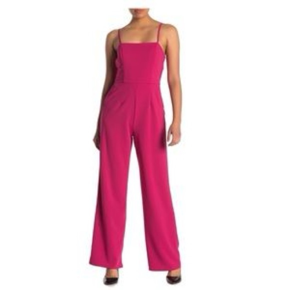 Row A Fuchsia Wide Leg Jumpsuit Size M Pink Sleeveless Cutout Back Party Wedding